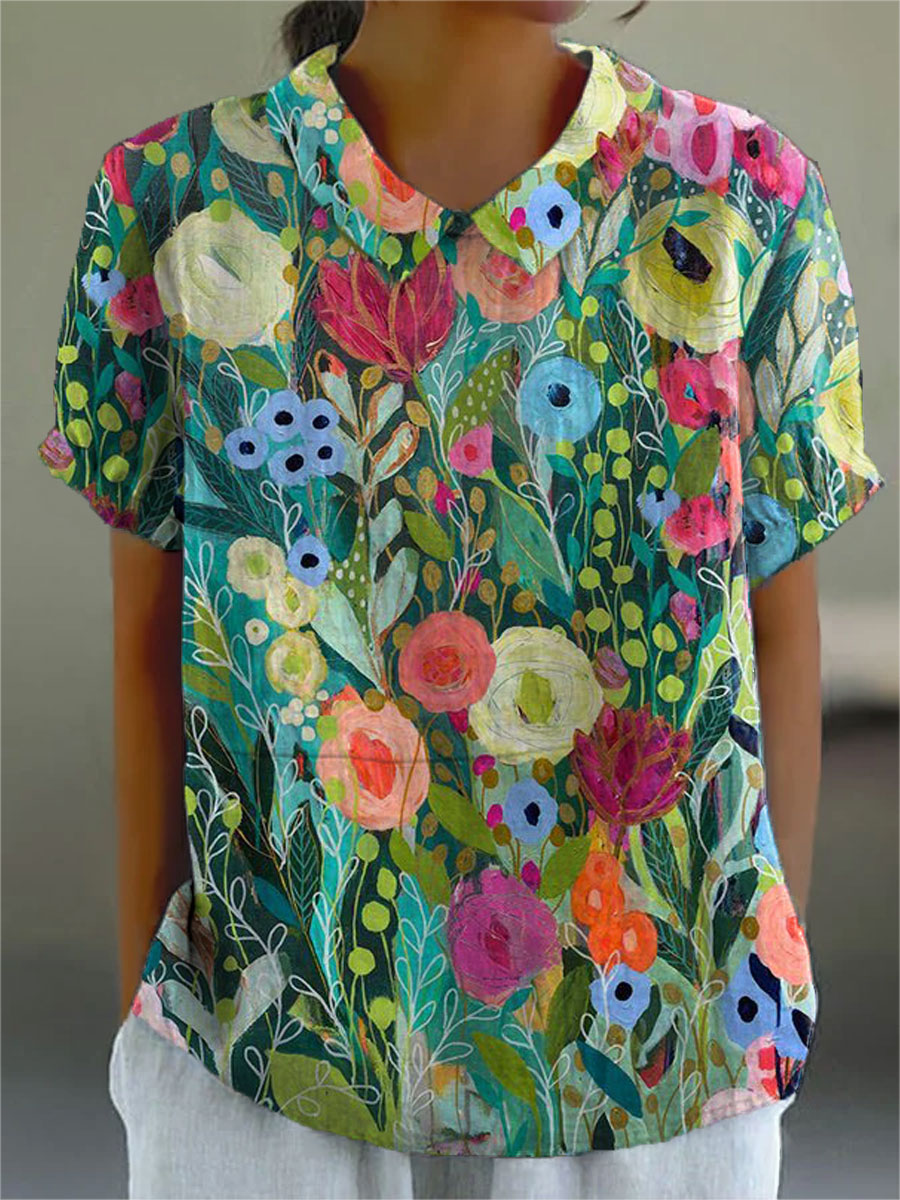 Daisy | Camisa con flores en acuarela