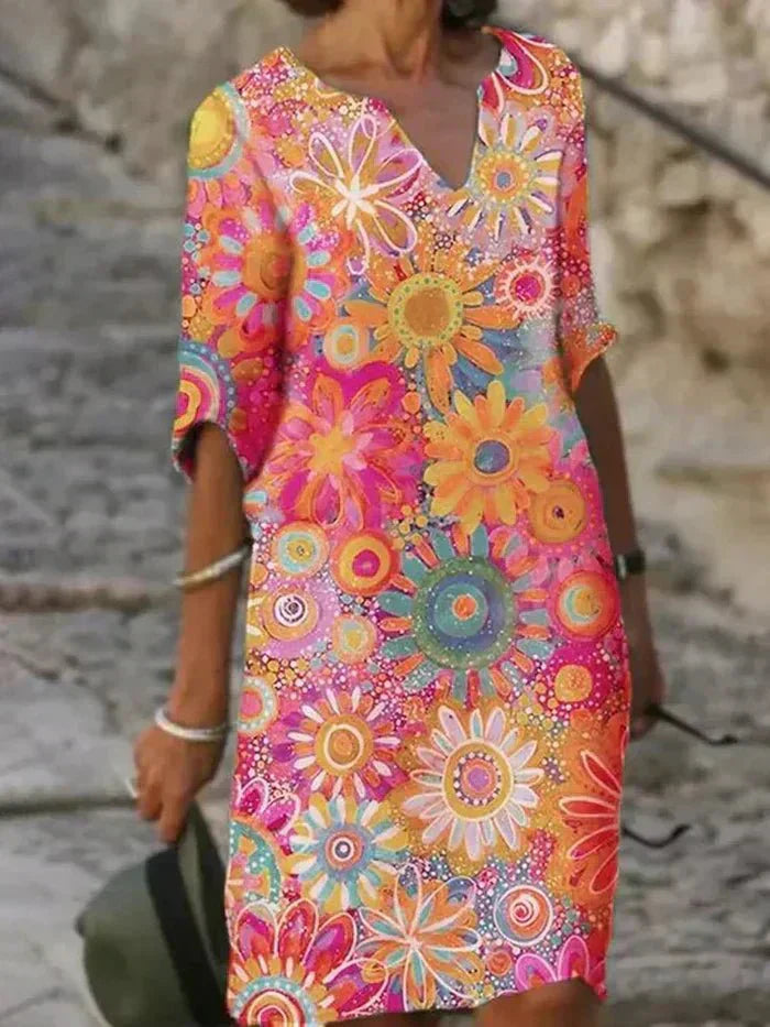 Nira | Vestido midi con flores vibrantes
