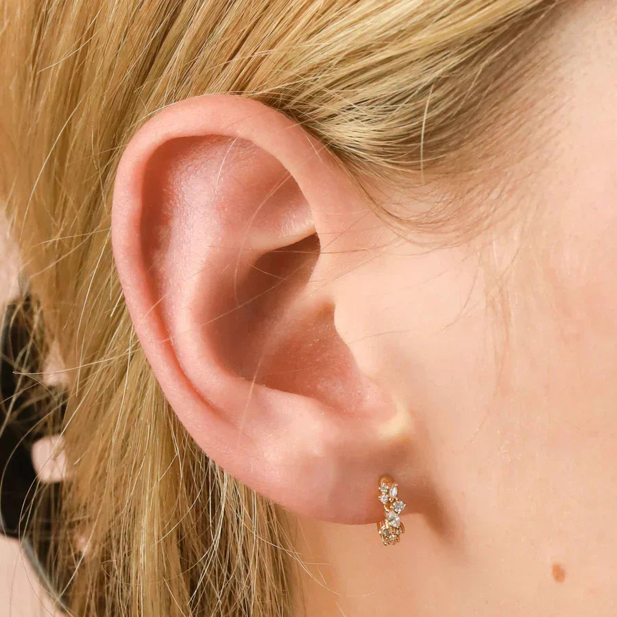 <p>Aretes Huggie con Borlas de Cristales | Oro</p>