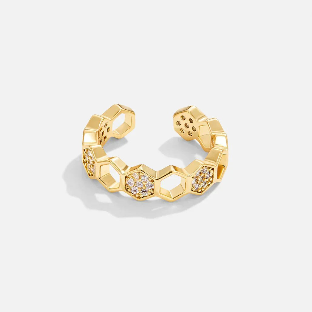 <p>Anillo de Cristal Panal de Miel | Oro</p>