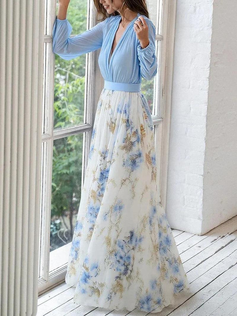 Madeleine | Deslumbrante vestido maxi floral con escote en V
