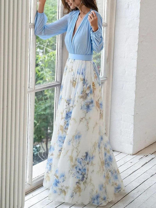 Madeleine | Deslumbrante vestido maxi floral con escote en V