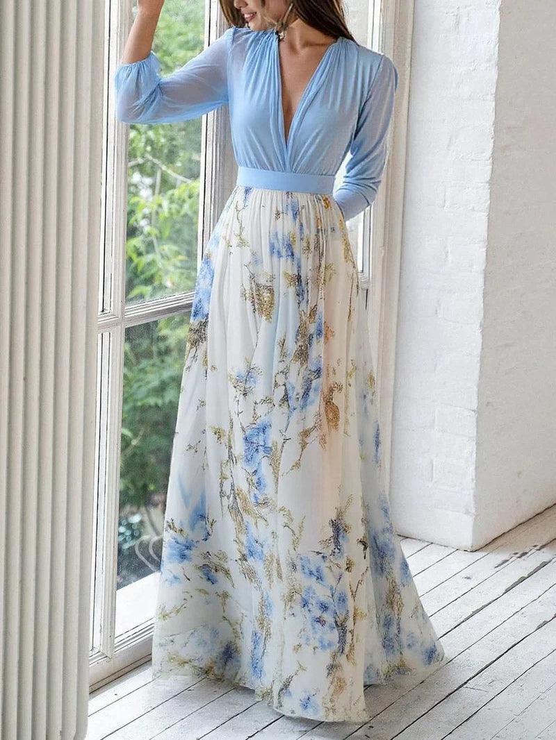 Madeleine | Deslumbrante vestido maxi floral con escote en V