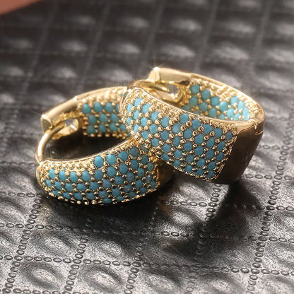 <p>Aretes de Aro con Cuentas Turquesas Tono Dorado | Oro</p>
