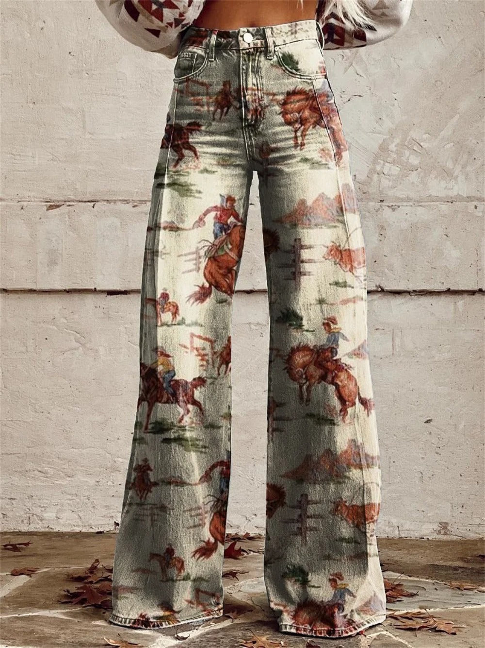 Penelope™ - Pantalones anchos con estampado vintage