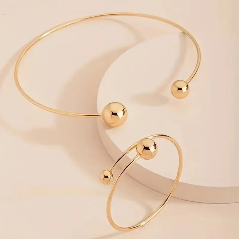 <strong>Conjunto Minimalista de Choker y Pulsera Glow | Oro</strong>