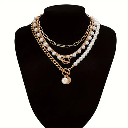 <strong>Conjunto Collar Cadena Serpiente con Perla Vintage | Oro</strong>