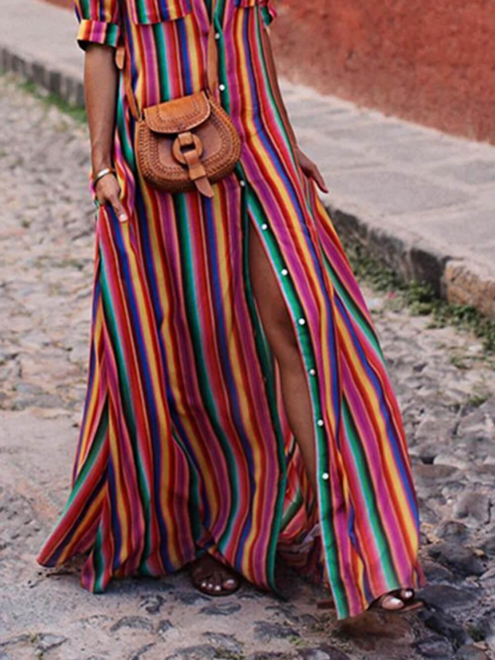 Nancy | Conjunto de verano: camisa a rayas y falda larga