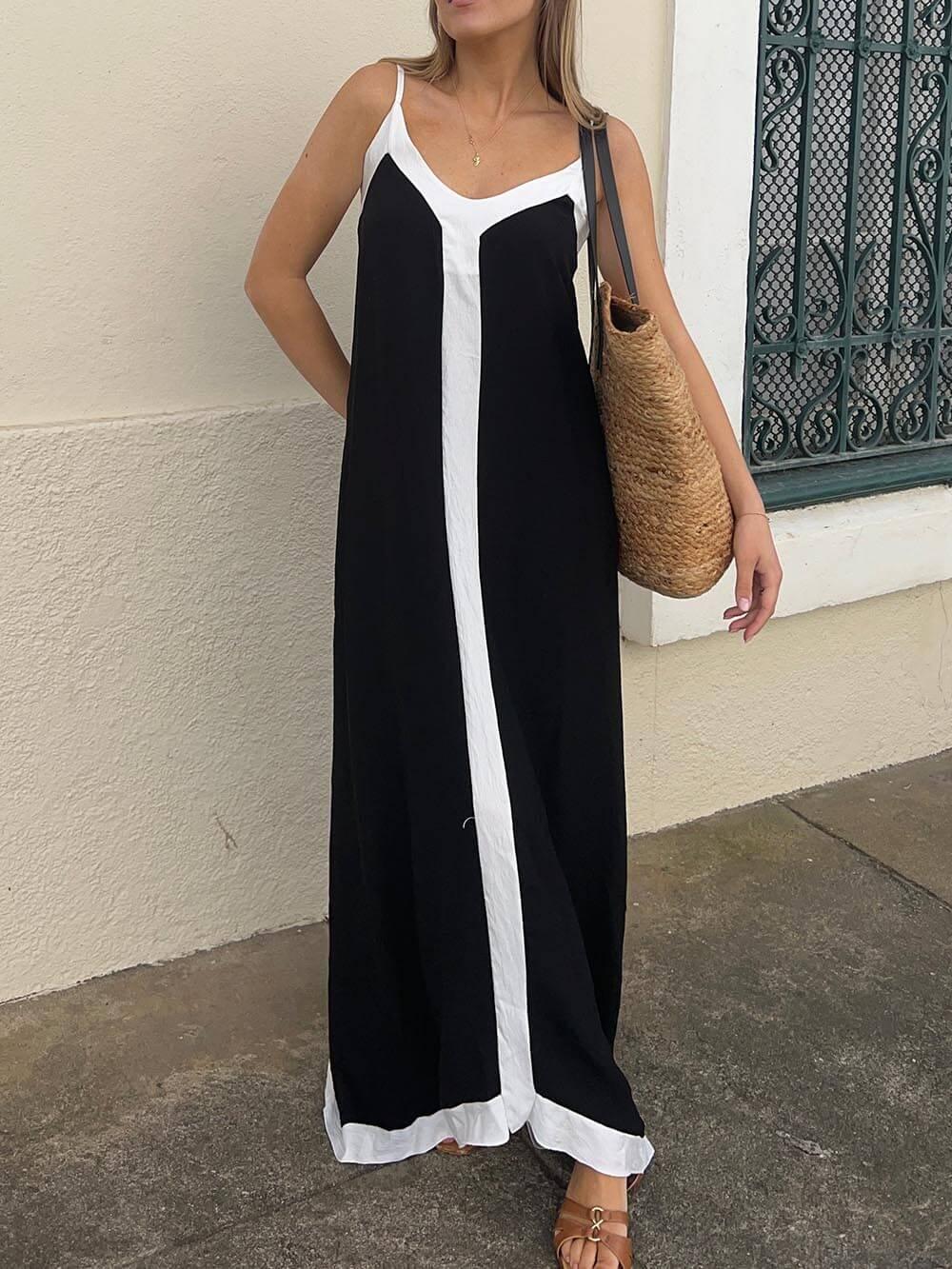 Nancy | Vestido midi en bloques de colores estilo isleño