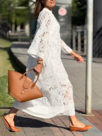 Willow | Vestido midi de playa con flores y escote en V