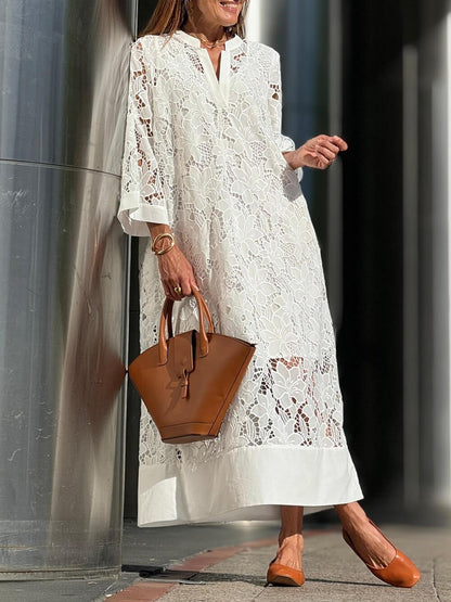 Willow | Vestido midi de playa con flores y escote en V