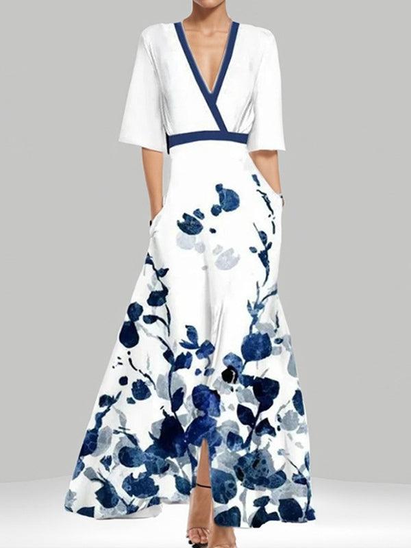 Lea | Elegante vestido maxi de playa con mangas tres cuartos