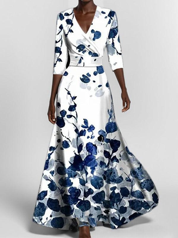 Lea | Elegante vestido maxi de playa con mangas tres cuartos