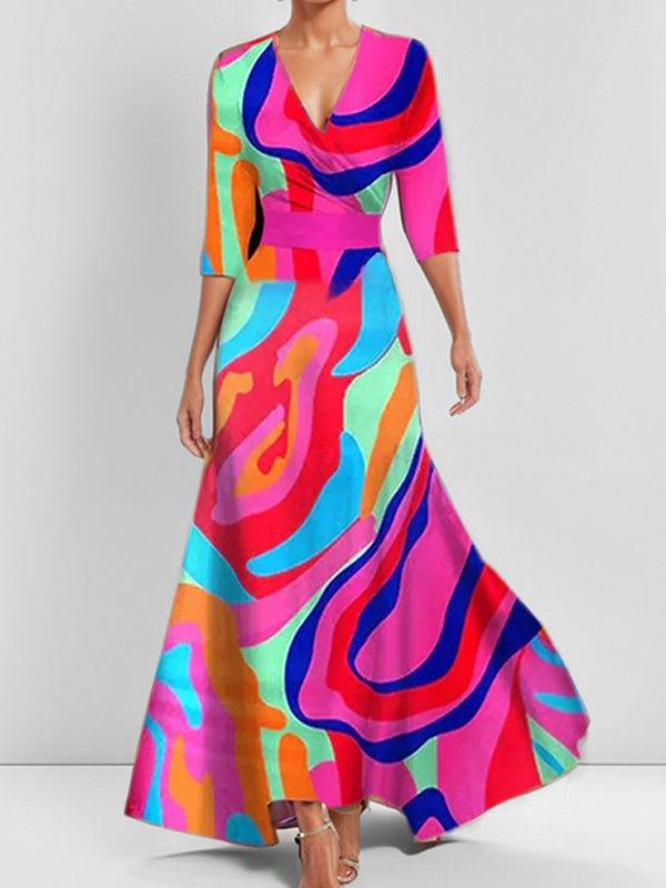Lea | Elegante vestido maxi de playa con mangas tres cuartos