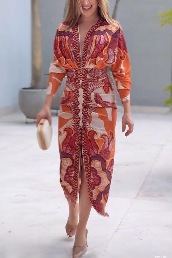 Eva | Vestido midi con mangas dolman en un diseño único