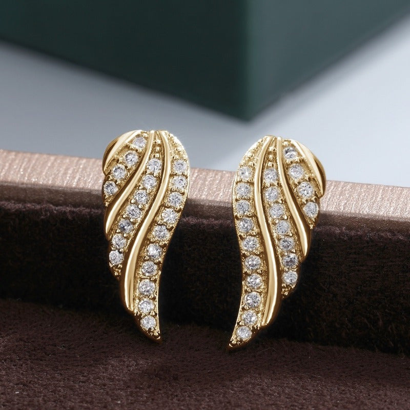 Aretes Pavé Hoja Modernos | Oro
