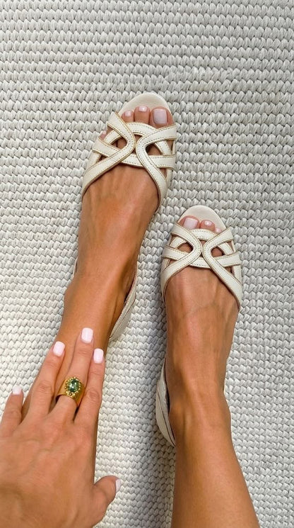 Camilla | Sandalias Trenzadas Elegancia Crema