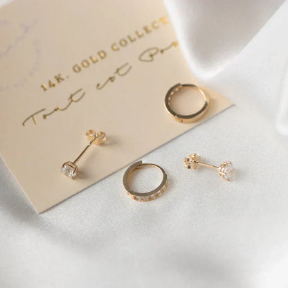 Dara Brillane Conjunto de Aretes con Piedra | Oro
