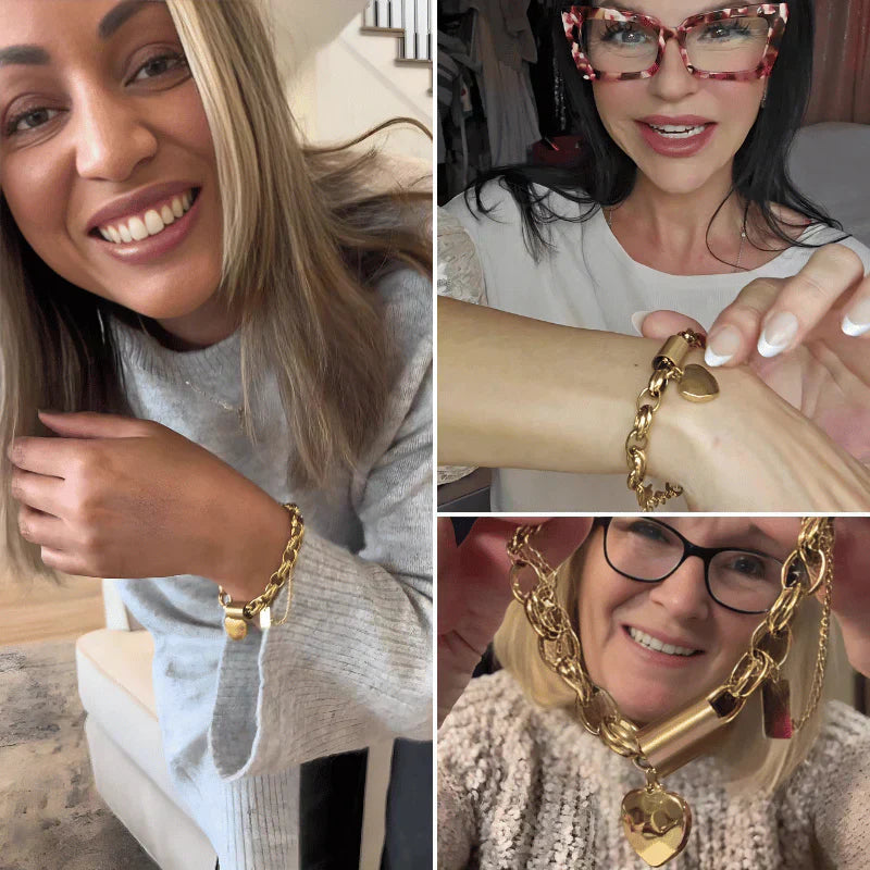 Gruba Pulsera Corazón | Oro