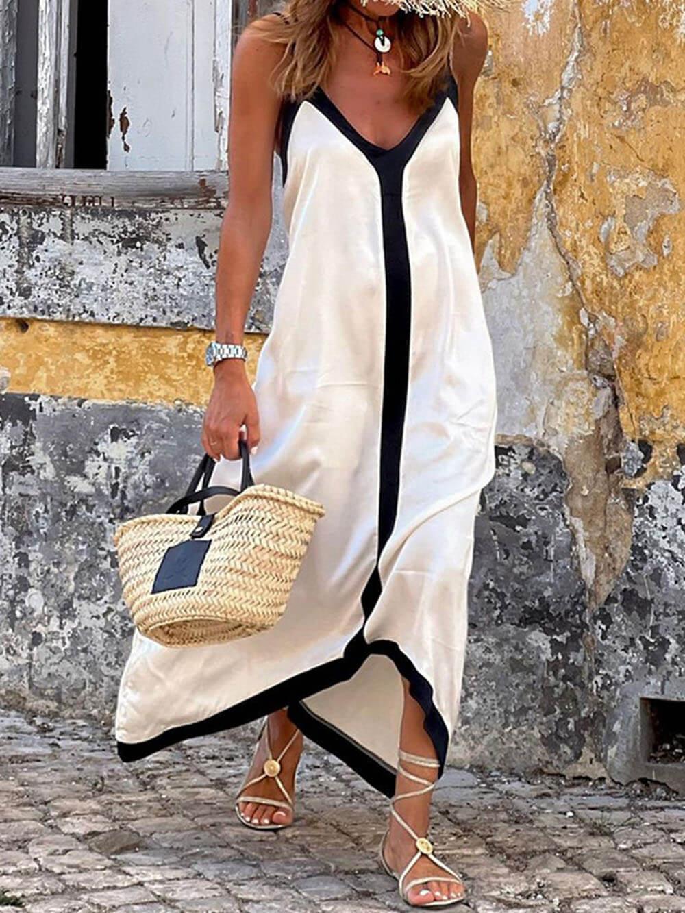 Nancy | Vestido midi en bloques de colores estilo isleño