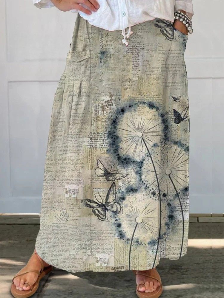 Meadow | Falda de flores silvestres con bolsillos