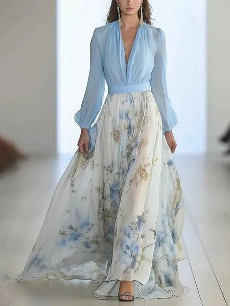 Madeleine | Deslumbrante vestido maxi floral con escote en V