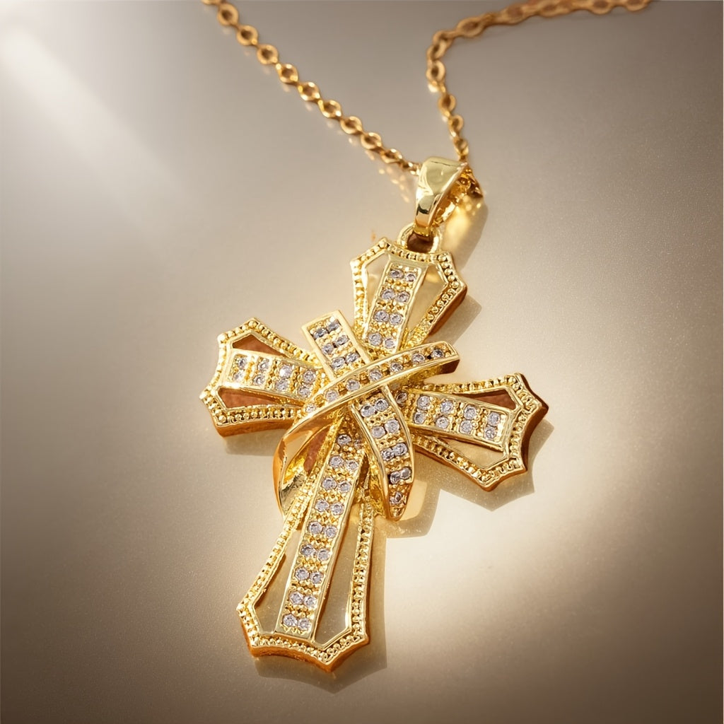 Collar con Colgante Cruz Radiante | Oro