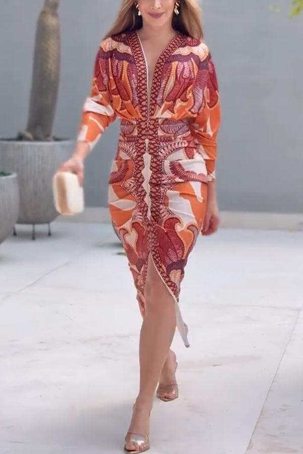 Eva | Vestido midi con mangas dolman en un diseño único