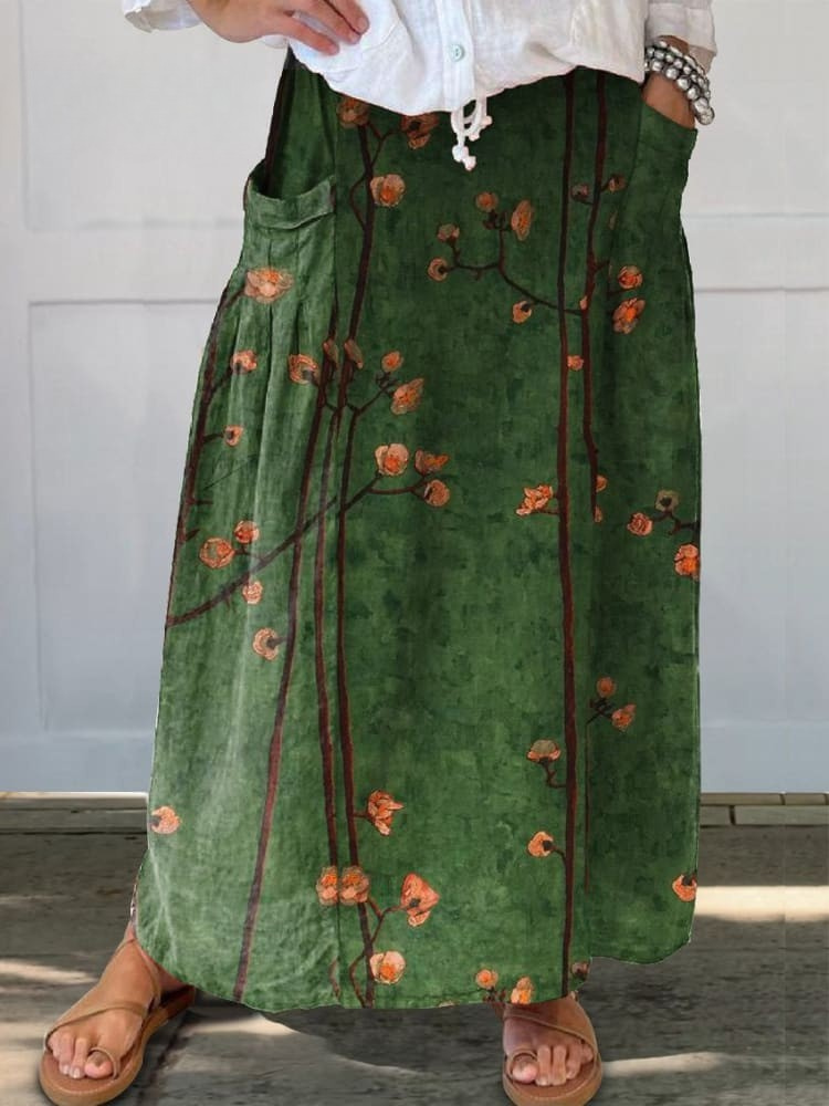 Meadow | Falda de flores silvestres con bolsillos