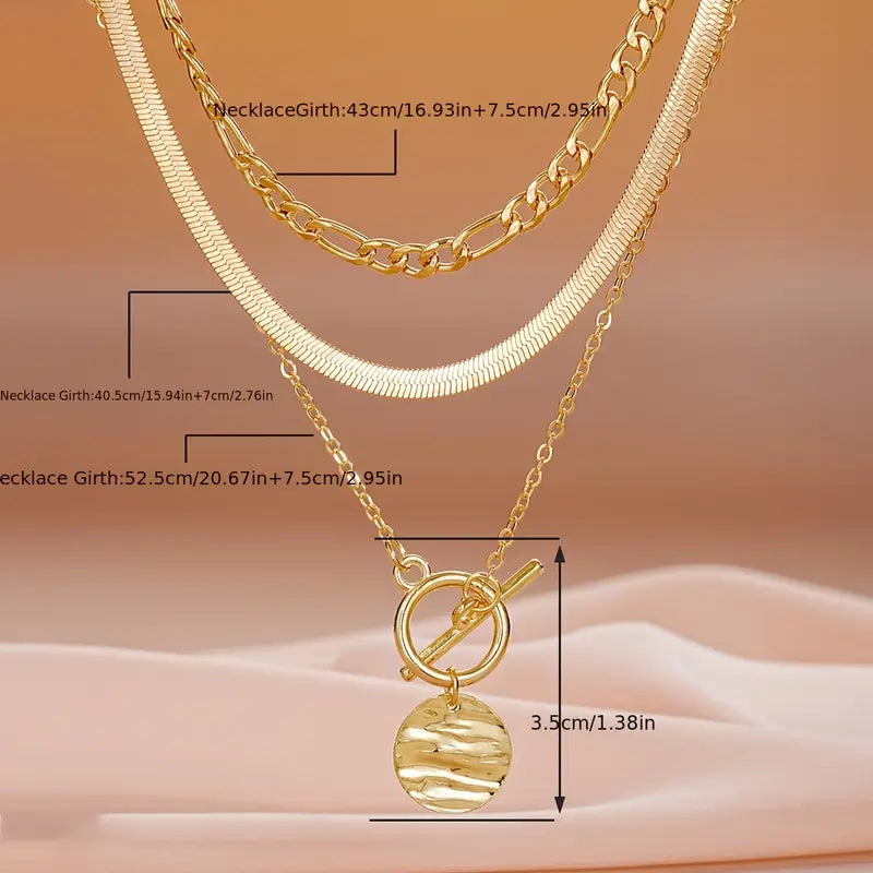 Savira Collares Multicapa Moneda Texturizada | Oro