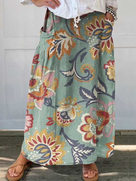 Meadow | Falda de flores silvestres con bolsillos