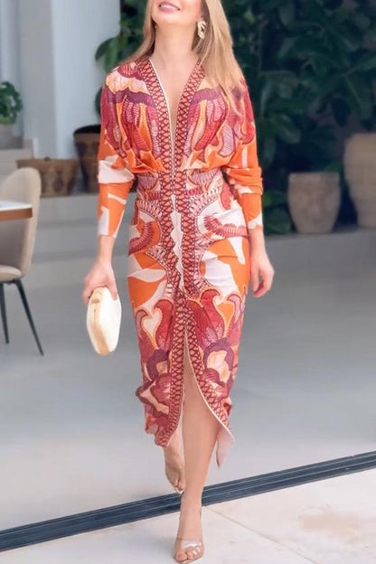 Eva | Vestido midi con mangas dolman en un diseño único