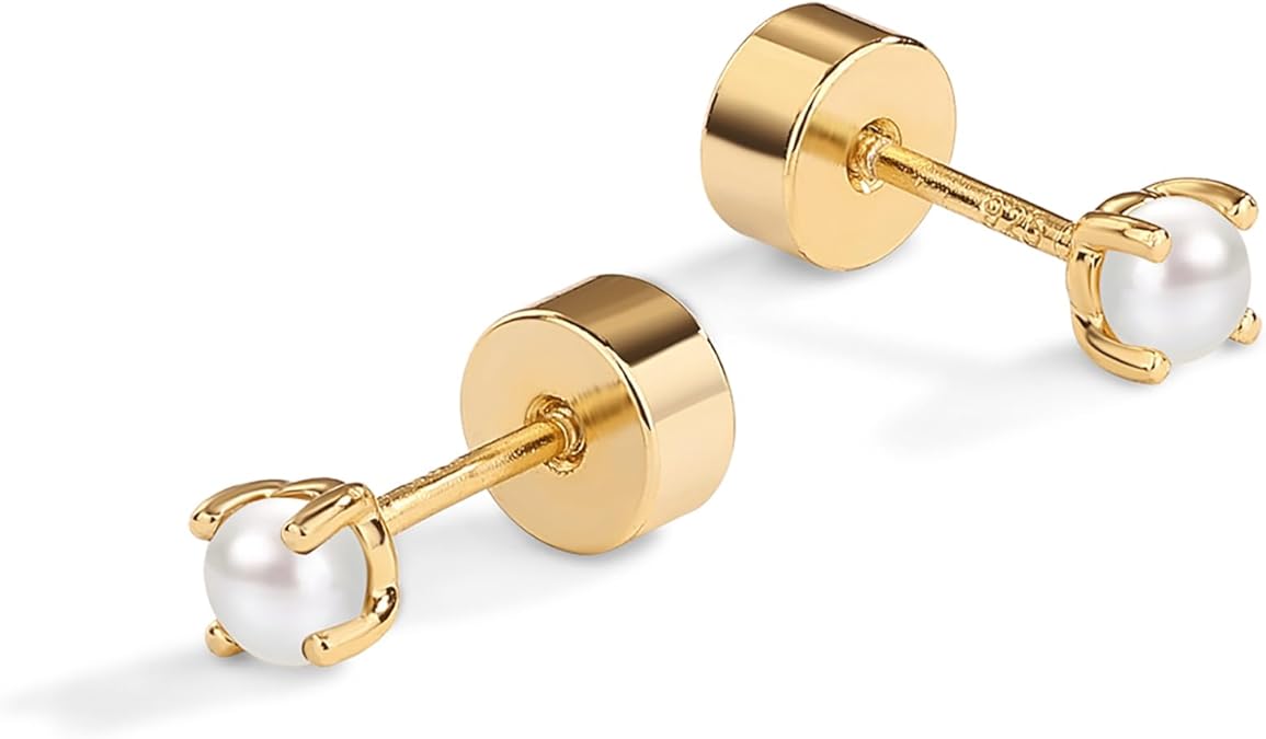 <p>Delicados Aretes de Tuerca con Perla | Oro</p>