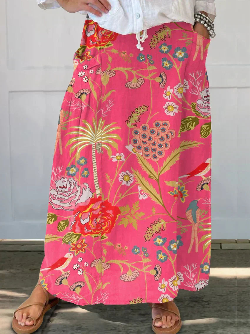 Meadow | Falda de flores silvestres con bolsillos