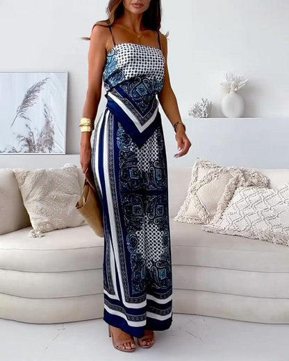 Helen | Conjunto de vacaciones de dos piezas: top atado y pantalones