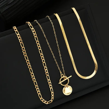 Savira Collares Multicapa Moneda Texturizada | Oro