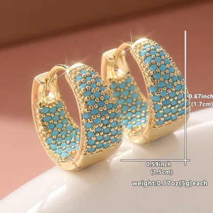 <p>Aretes de Aro con Cuentas Turquesas Tono Dorado | Oro</p>