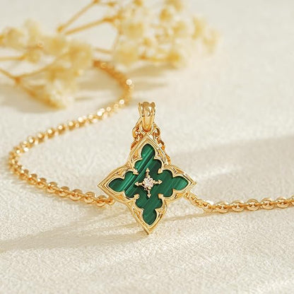 Collar con Colgante Trébol Esmeralda | Oro