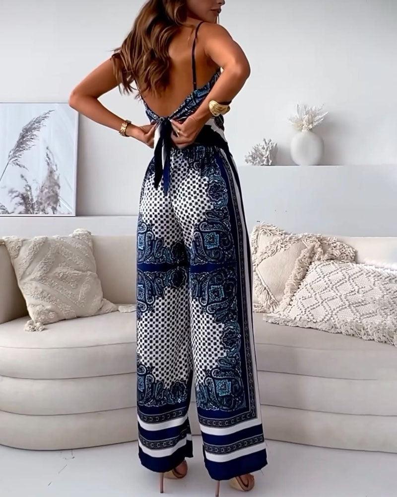 Helen | Conjunto de vacaciones de dos piezas: top atado y pantalones