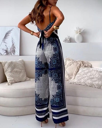 Helen | Conjunto de vacaciones de dos piezas: top atado y pantalones