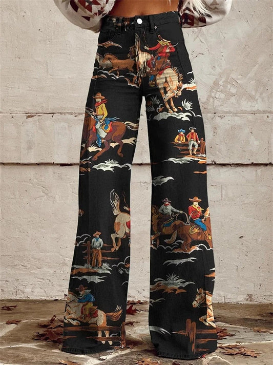 Penelope™ - Pantalones anchos con estampado vintage