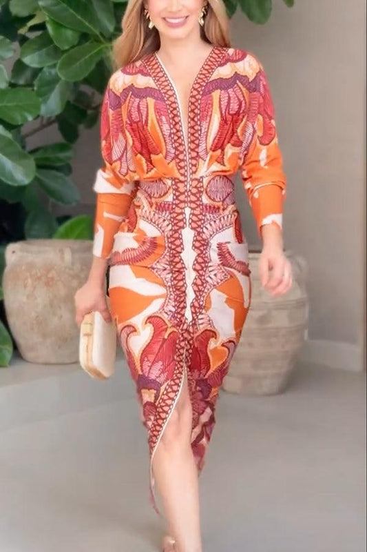 Eva | Vestido midi con mangas dolman en un diseño único