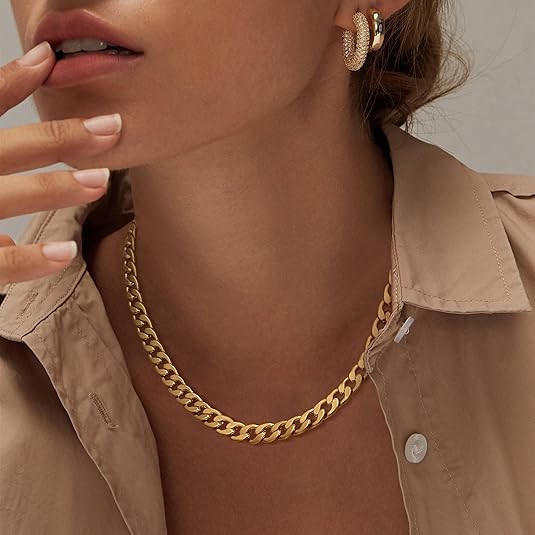 <strong>Collar Grueso Cubano Cadena | Oro</strong>