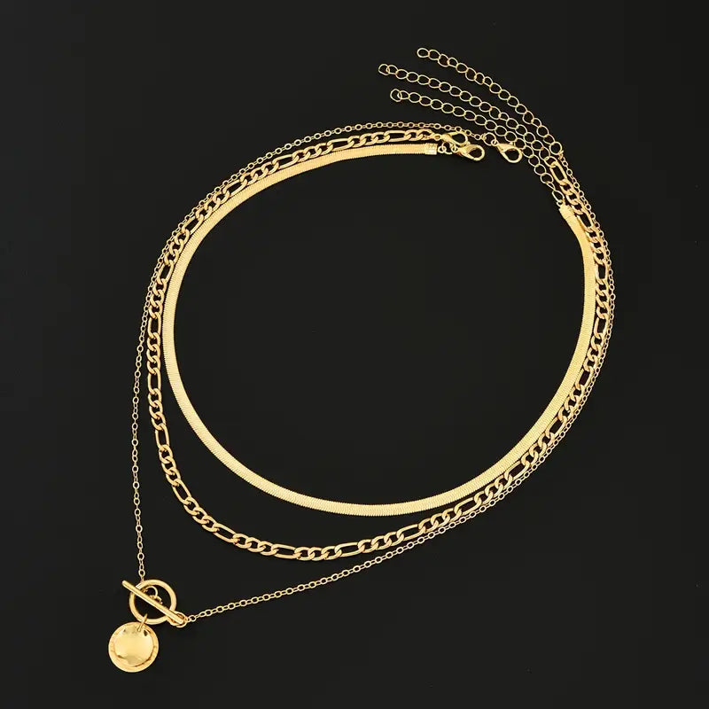 Savira Collares Multicapa Moneda Texturizada | Oro