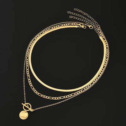Savira Collares Multicapa Moneda Texturizada | Oro