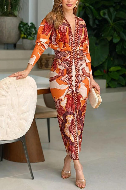 Eva | Vestido midi con mangas dolman en un diseño único