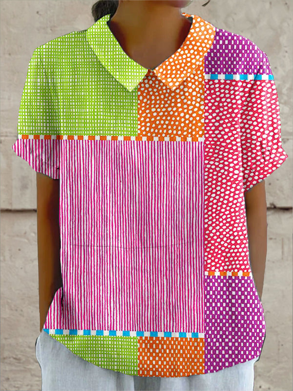 Zoe | Camisa patchwork colorida