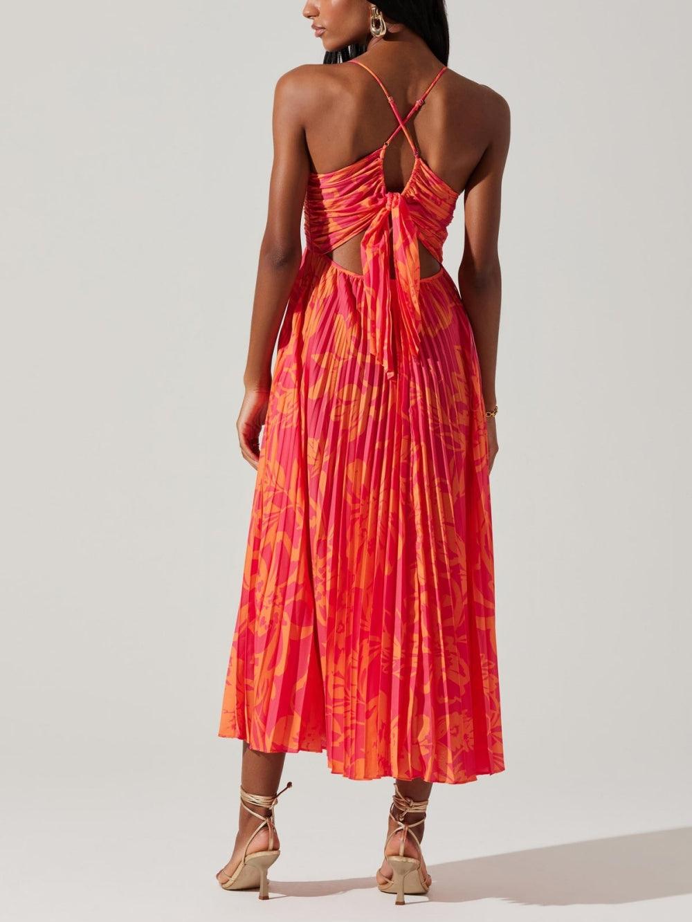 Heather | Elegante vestido midi plisado con flores