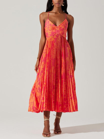 Heather | Elegante vestido midi plisado con flores