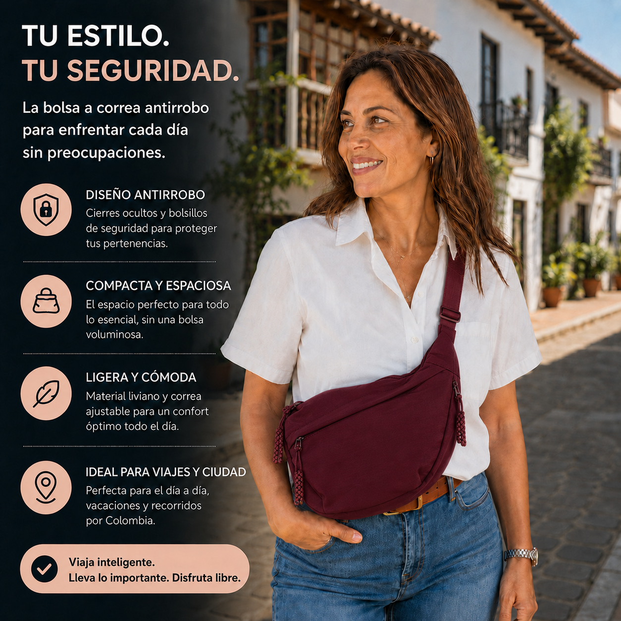 Rosa | Bolso de Hombro Vinotinto